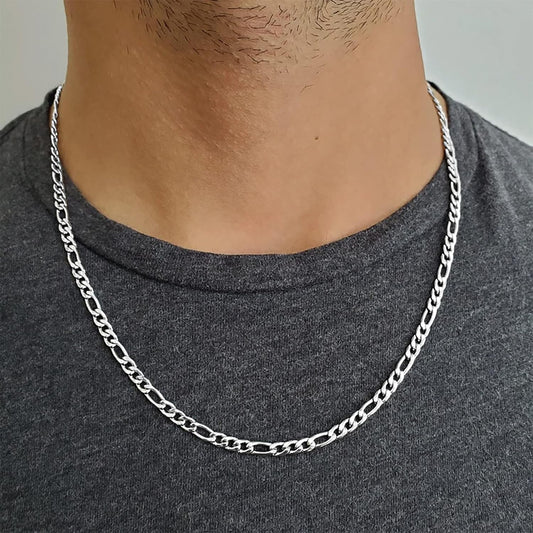 Silver Figaro Neck Chain For Men "3 mm"