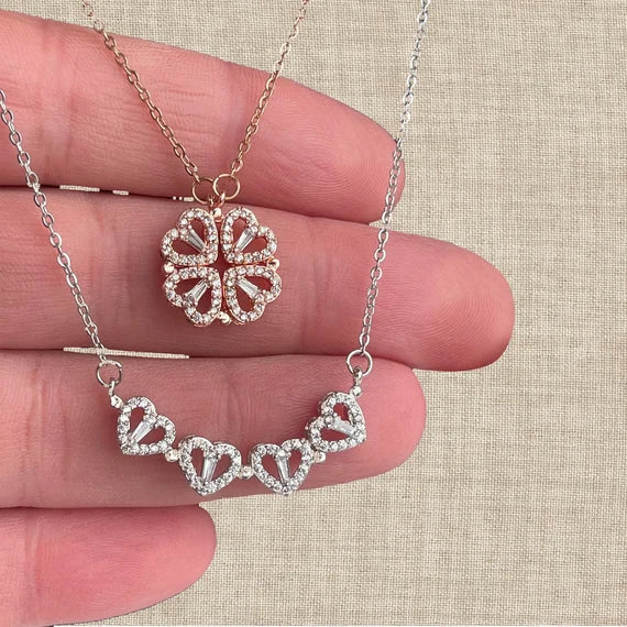 "Elegant Folding Heart Necklace Jewelry"