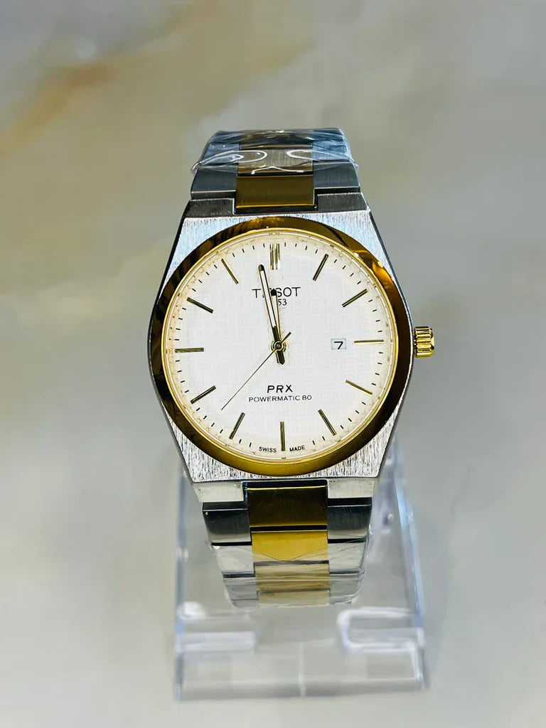 Tissot PRX Silver Gold With Black Textured Dial