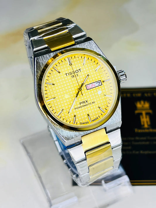 Tissot PRX Silver Gold With Black Textured Dial